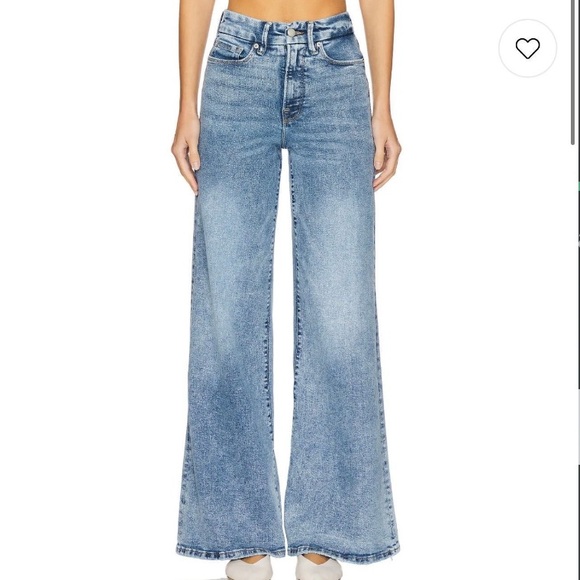 Good American Good Waist Palazzo Jeans Indigo Size 10 NWT - Picture 2 of 12